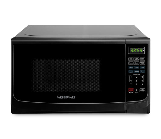 Farberware Countertop Microwave Oven with LED Lighting & Child Lock, 0.9 Cu Ft Black
