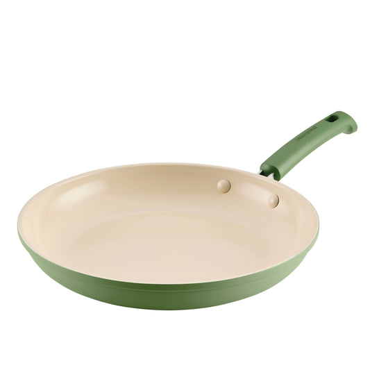 Farberware TrueCook 12.25in Ceramic Frying Pan, Dishwasher and Oven Safe, Green