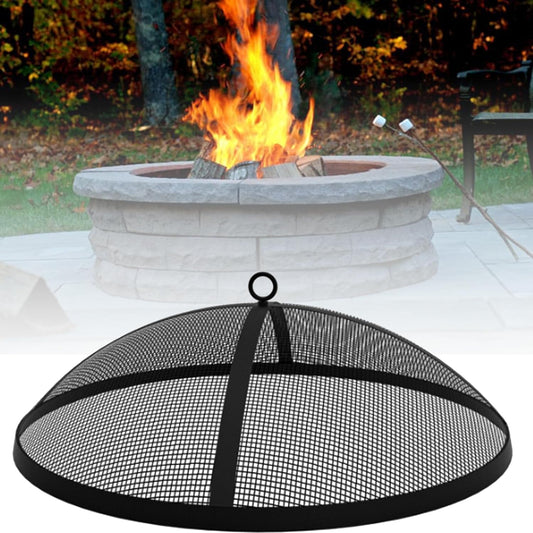 Febtech - Fire Pit Screen - 36 Inch Outdoor Fire Pit Mesh Screen Fireplace Screen -Carbon Steel Fire Pit Mesh Cover, Powder Coated Finish fire pit screens round for Homeowners