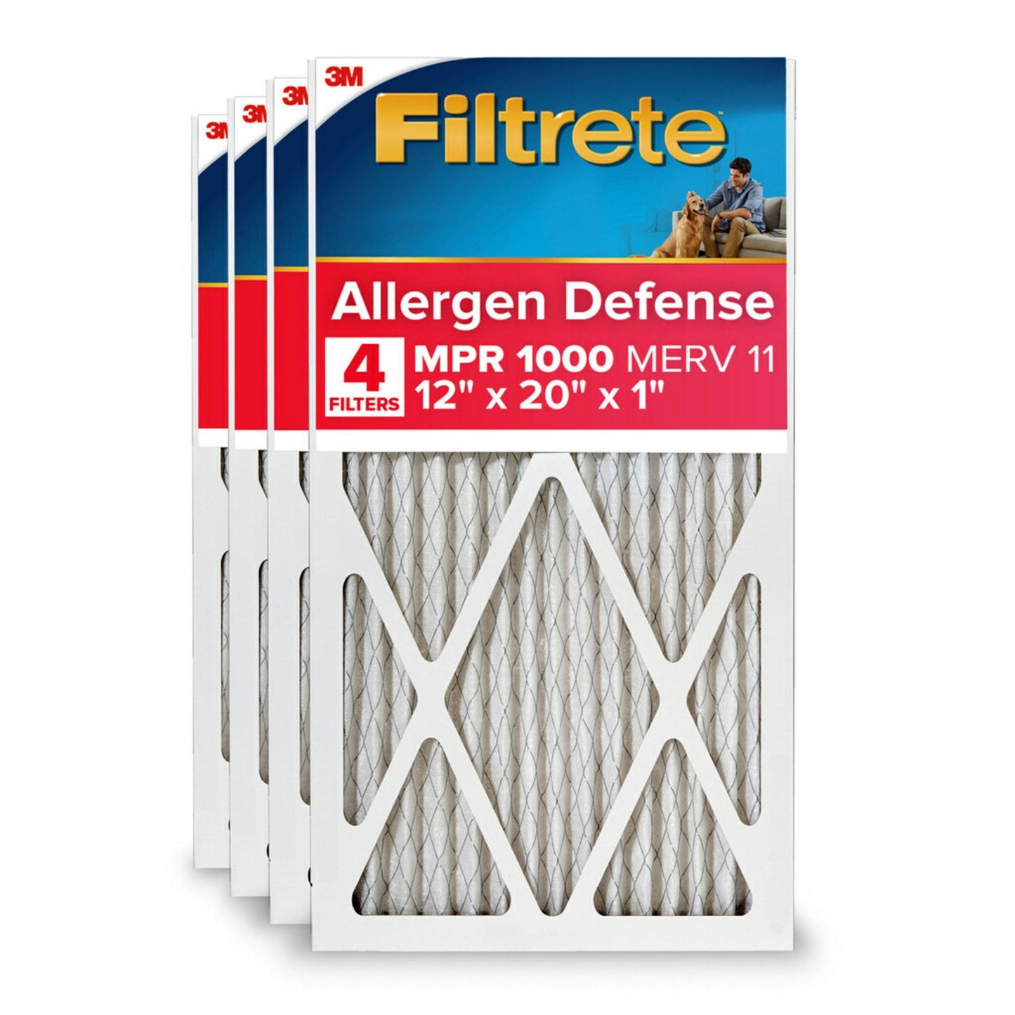 Filtrete 12x20x1 HVAC Furnace Air Filter, MPR 1000 MERV 11, Allergen Defense, 6 Pack
