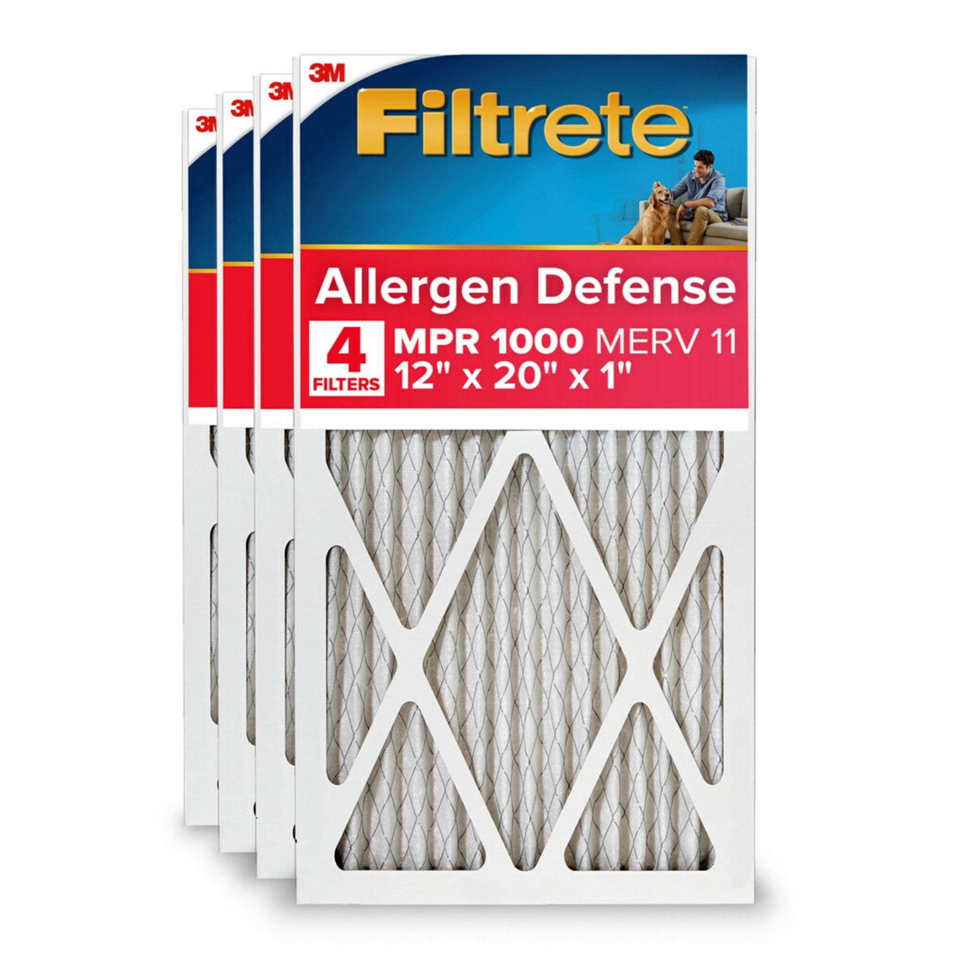 Filtrete 12x20x1 HVAC Furnace Air Filter, MPR 1000 MERV 11, Allergen Defense, 6 Pack
