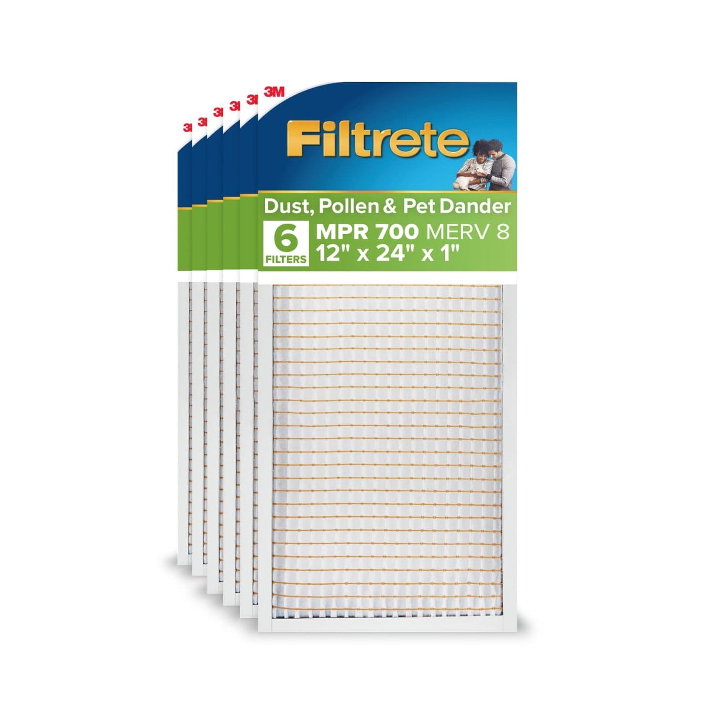 Filtrete Filtro de Aire para Horno HVAC 12x24x1, MPR 700 MERV 8, ReducciÃ³n de Polvo, Polen y Caspa de Mascotas, Paquete de 6