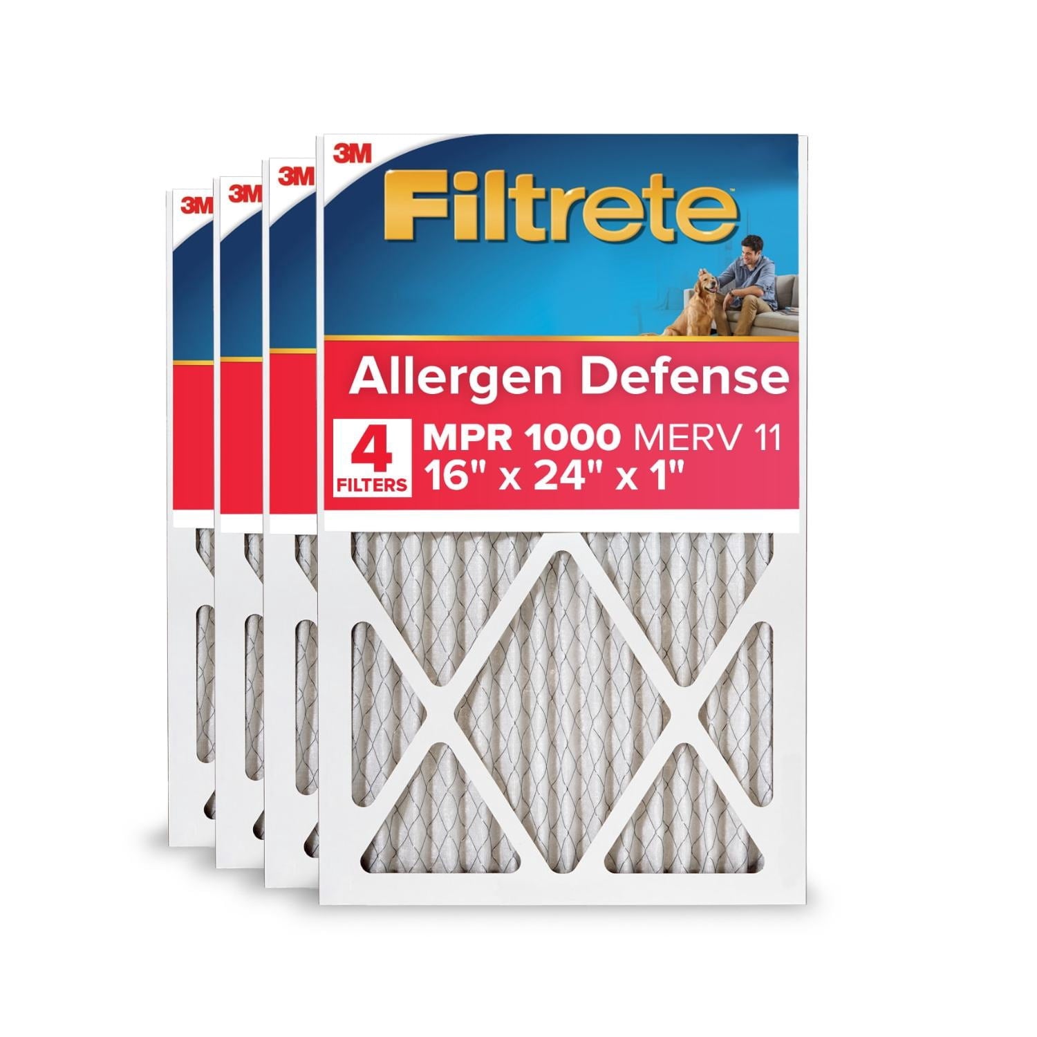 Filtrete 16x24x1 HVAC Furnace Air Filter, MPR 1000 MERV 11, Allergen Defense, 6 Pack