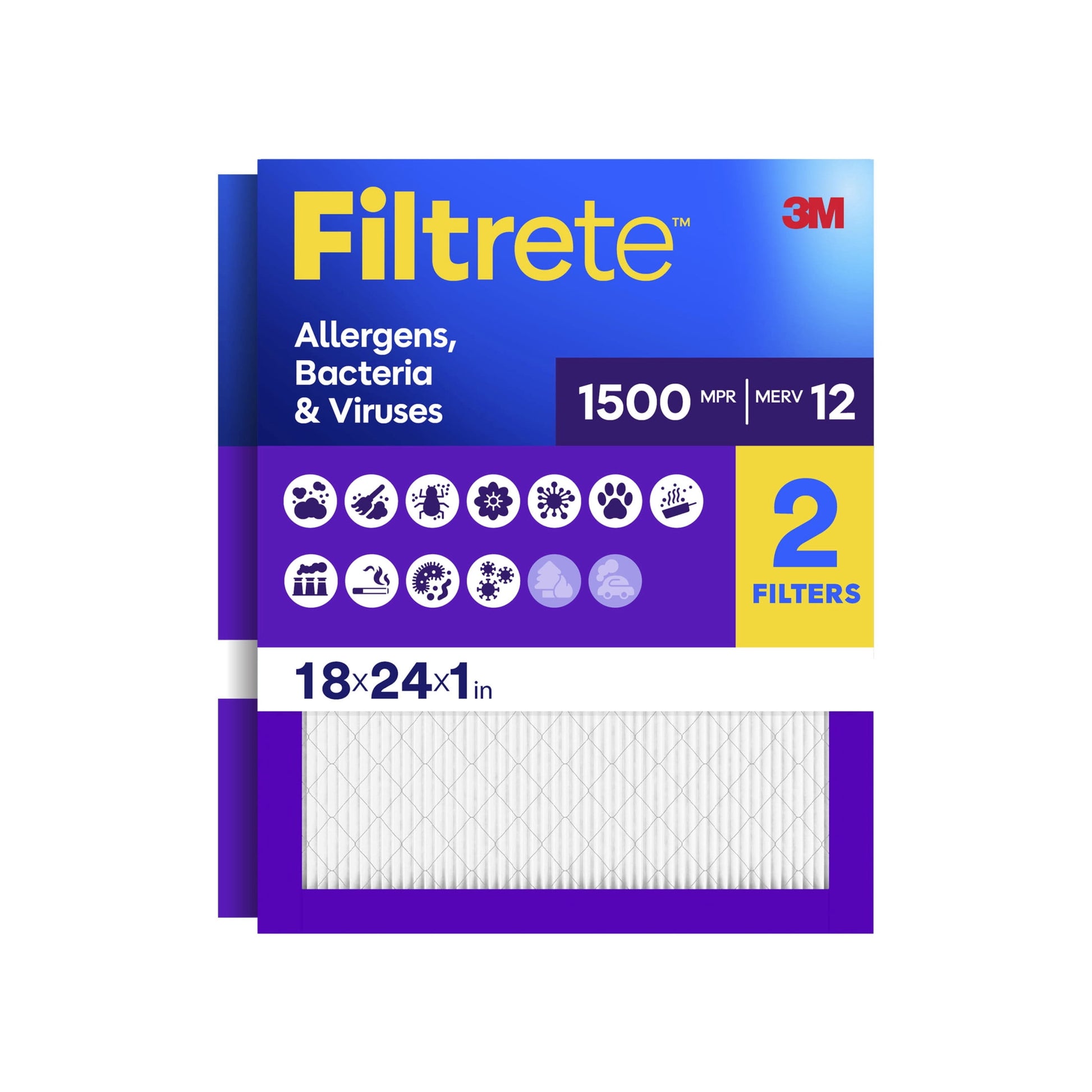 Filtrete 18x24x1 HVAC Furnace Air Filter, MPR 1500 MERV 12, Advanced Allergen Reduction, 6 Pack