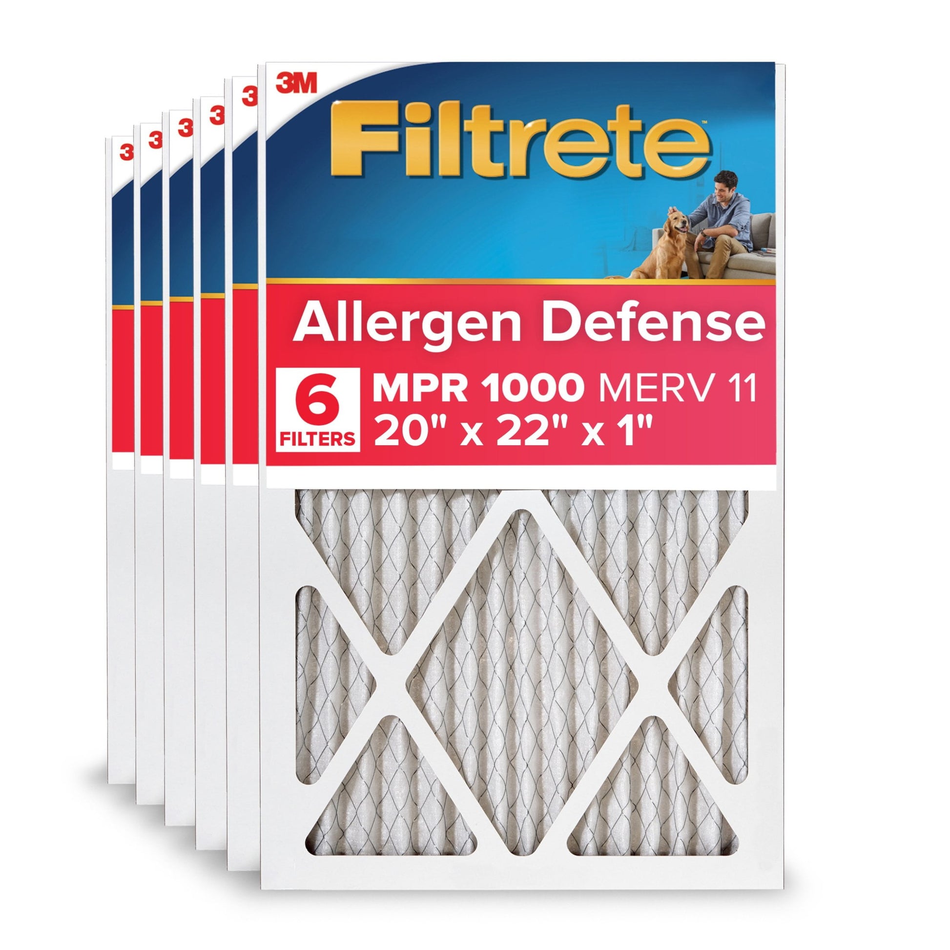 Filtrete 20x22x1 HVAC Furnace Air Filter, MPR 1000 MERV 11, Allergen Defense, 4 Pack