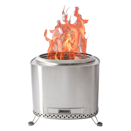 Flame Engine 19 Inch Square Smokeless Fire Pit w/ Carry Bag, Stainless Steel