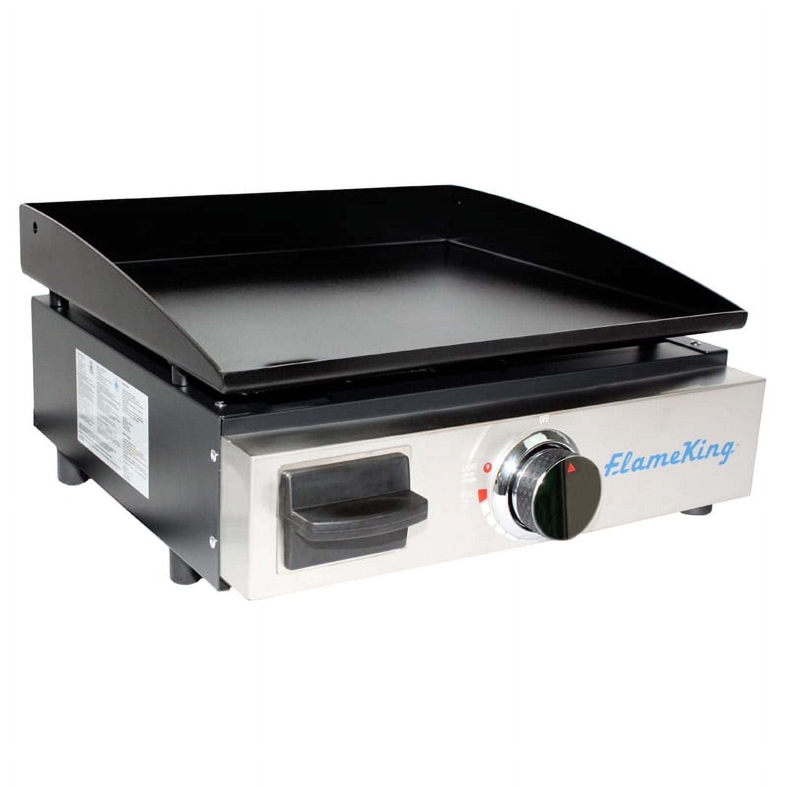 Flame King Tabletop Propane Cast Iron Grill Griddle with Regulator for RV Pullout Kitchen