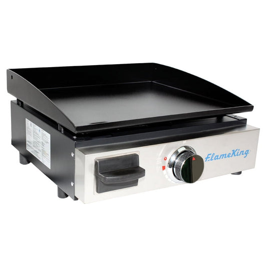 Flame King Tabletop Propane Cast Iron Grill Griddle with Regulator for RV Pullout Kitchen