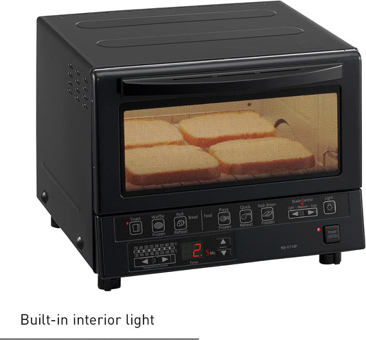 FlashXpress Toaster Oven Countertop, 4-Slice Compact Size with Double Infrared Heating, 6 Auto Cook Options and Precise Temperature Control, 1300W - NB-G110P-K (Black)