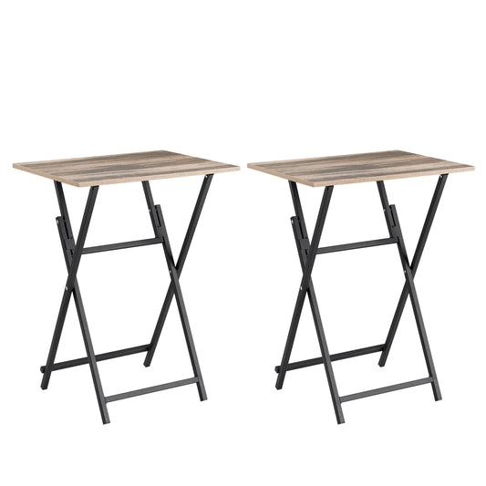 Folding TV Tray Table,Portable Sofa Side Table,Industrial Snack Table for Small Spaces,2 Pcs,Brown