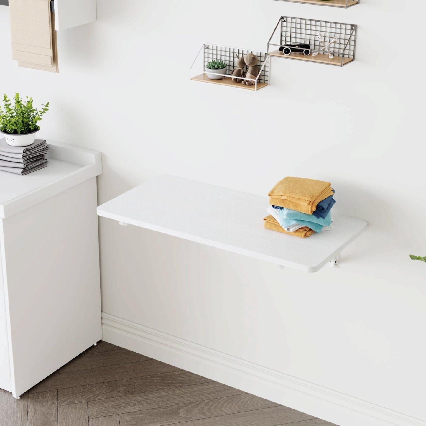 Folding Table Wall Mounted Folding Table for Small Spaces,Fold Down Desk,Workbench for Home Office,Laundry,Wood