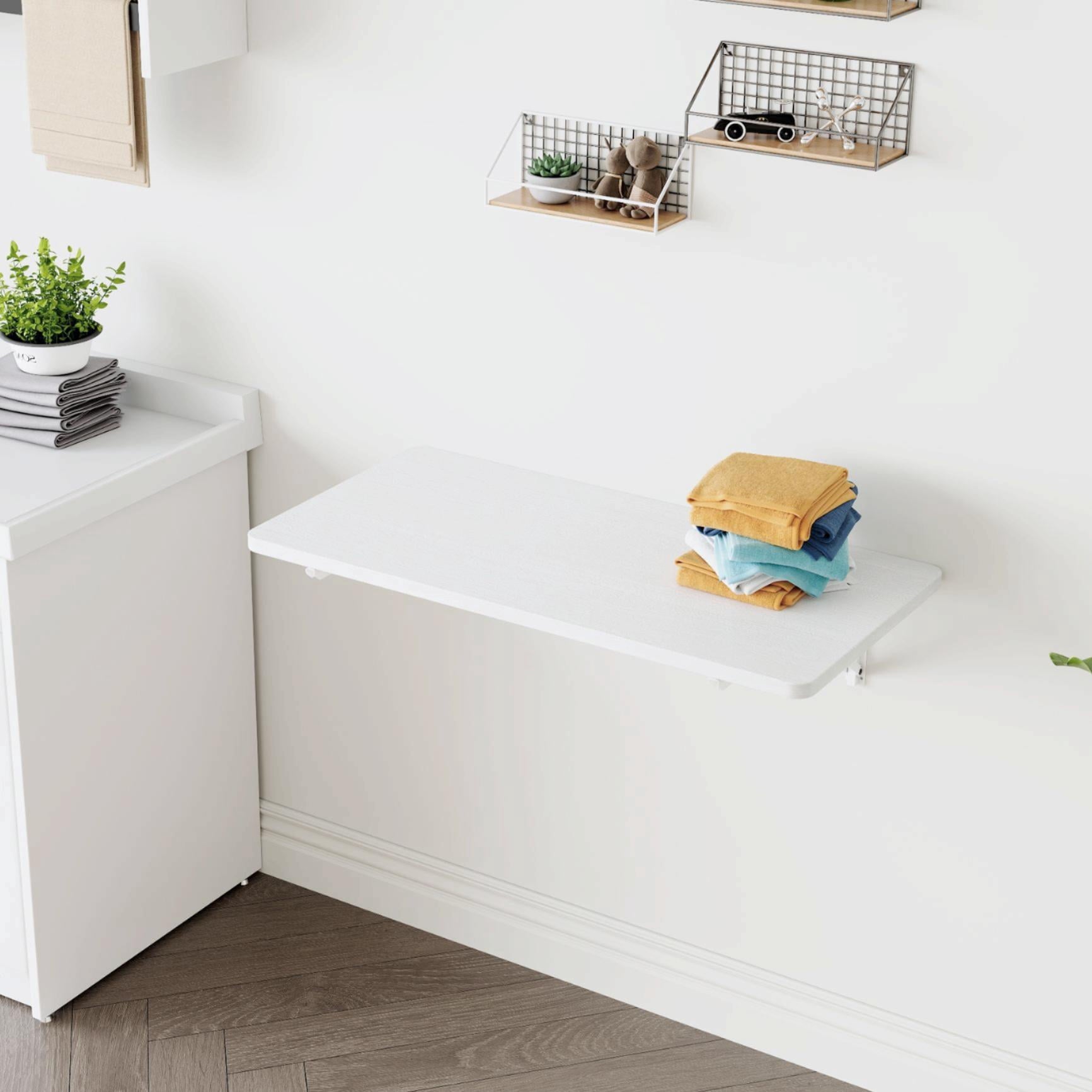 Folding Table Wall Mounted Folding Table for Small Spaces,Fold Down Desk,Workbench for Home Office,Laundry,Wood