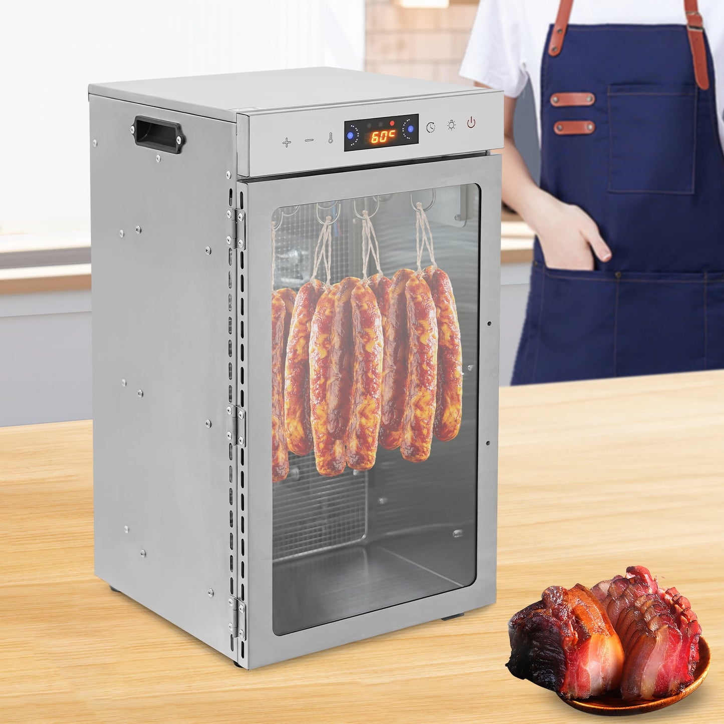 Food Dehydrator, Drying Cabinet, Stainless Steel Food Dehydrator Ideal for Beef Steaks, Sausages, Jerky, and Dog Treats.