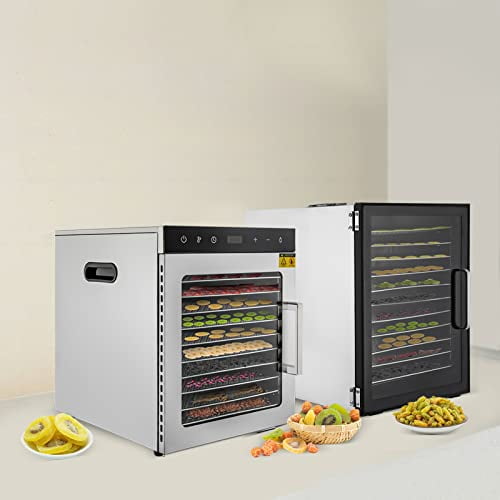 Food Dehydrator Vegetable Dryer 10 Stainless Steel Trays Dehydrator for Jerky and Fruits, Electric Food Dryer Dehydrator Freeze Dryer Machine with Digital Temperature and Timer (12 Tray)