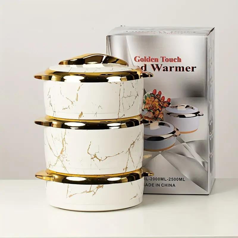 Food Warmer, Thermal Casserole Dish Set with Lids, Insulated Stainless Steel Container for Hot & Cold Food, Serving Bowl for Buffets, Hot Pot Sets Food Warmer