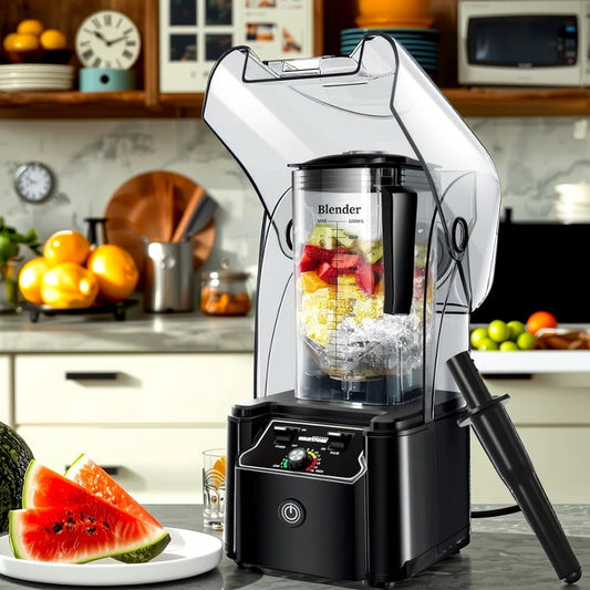 FortuneKey Trading Heavy Duty Commercial Professional Blender 2000W Silent Blender With Quiet Sound Enclosure, Self-Cleaning For Smoothies& Soups