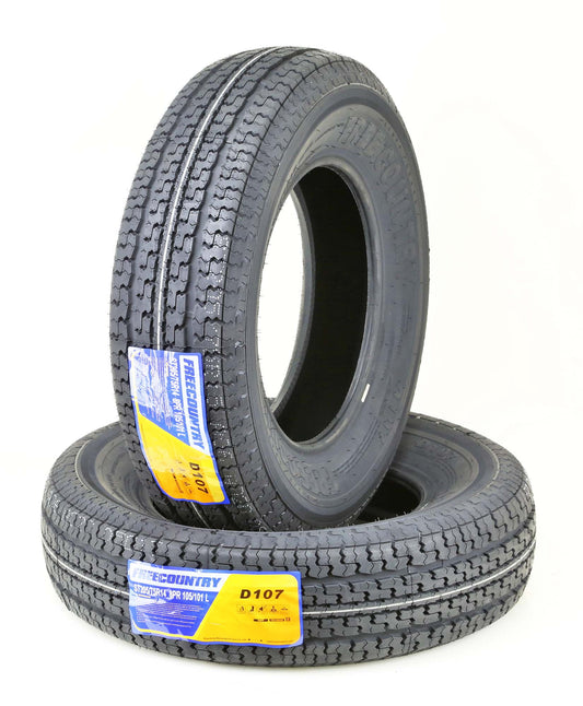 Free Country Heavy Duty Trailer Tires ST 205/75R14 8PR Load Range D Radial w/Side Scuff Guard, Set of 2