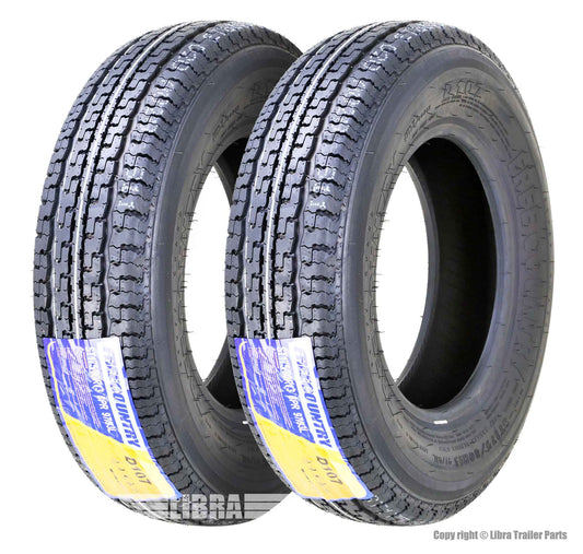 Free Country Premium Trailer Tires ST175/80R13 8 Ply Load Range D Steel Belted Radial w/Scuff Guard, Set 2