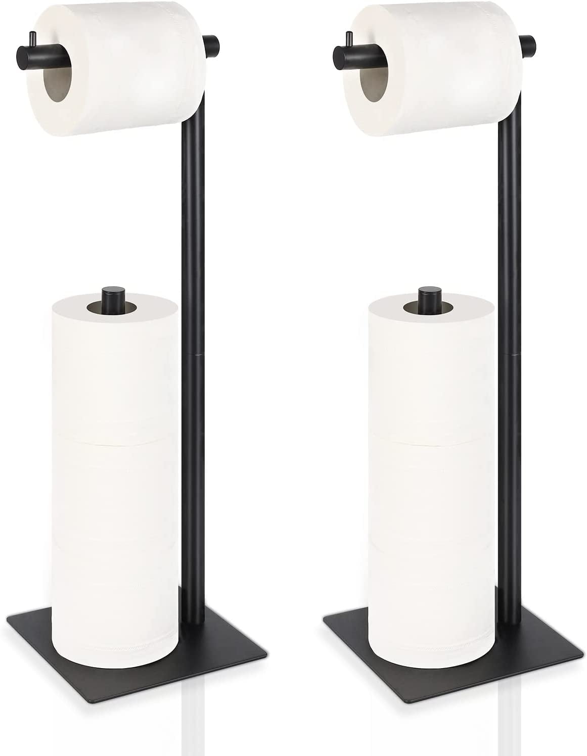 Soporte Independiente para Papel HigiÃ©nico Negro con Soporte para Almacenamiento de Reservas, Juego de 2