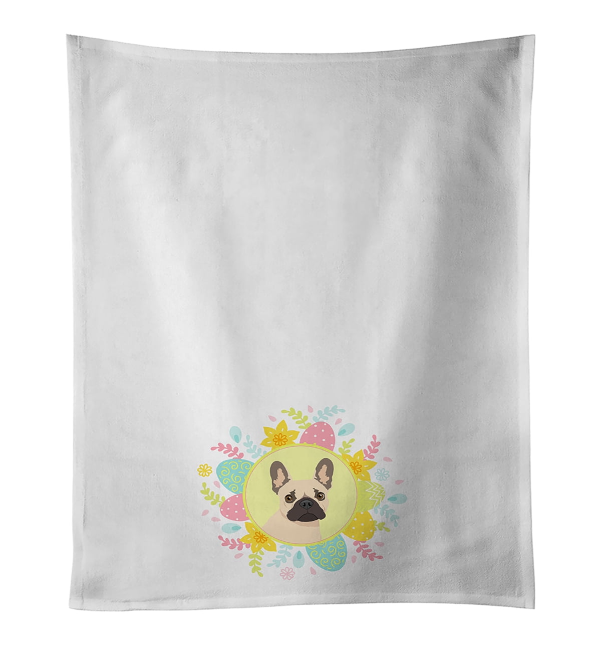 French Bulldog Fawn #1 Easter White Kitchen Towel Set of 2 19 in x 28 in