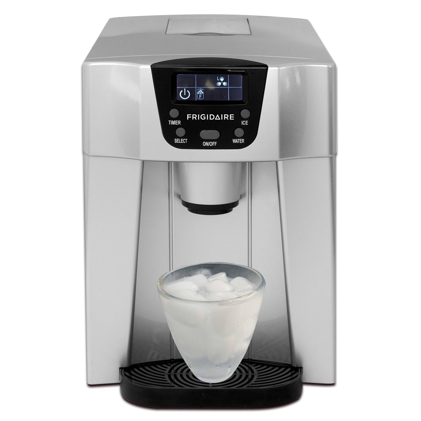 Frigidaire, 26 Lbs. Countertop Ice Maker And Water Dispenser, Bullet Shaped Ice, Silver