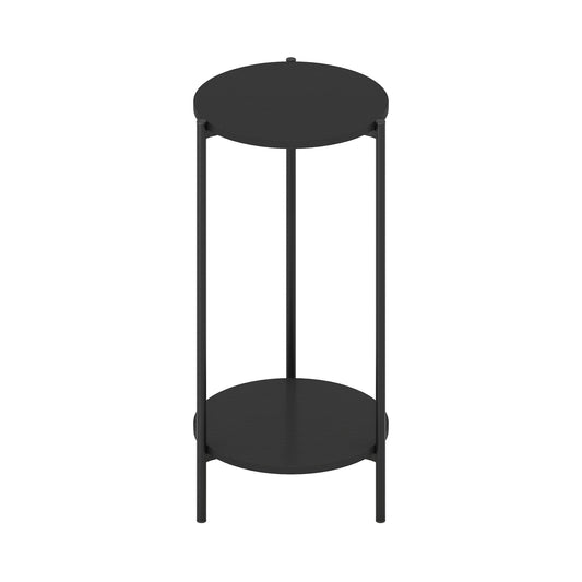 Furinno BESI 2-Tier Round Narrow Metal Frame Metal Legs End Table Amber Pine