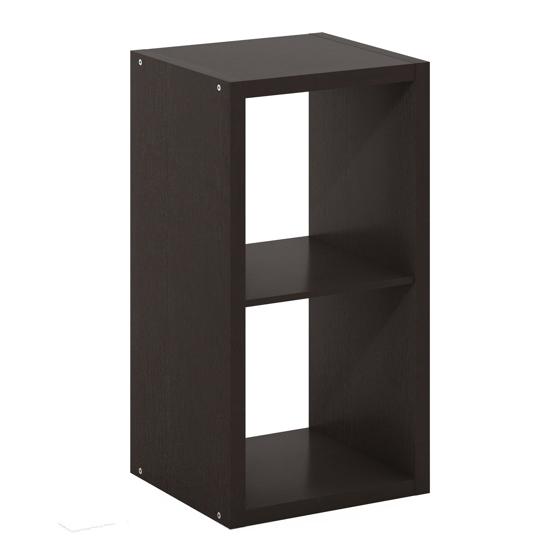Furinno CUBICLE Book Shelf, 2-Cube Thick Frame Bookshelf, Horizontally & Vertically Reversible Bookcase with Open Back, 14.6 x 15.9 x 30, for Living Room, Bedroom, Home Office, Black Dark Oak