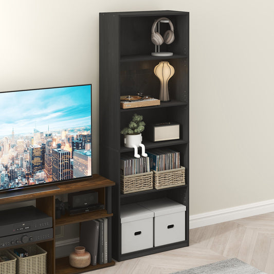 Furinno GEHRY 5-Tier Media Storage with AdJUSTable Shelves in Blackwood