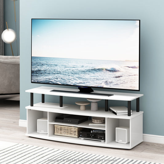 Furinno JAYA Large Entertainment Center Hold up to 55-IN TV, White/Black