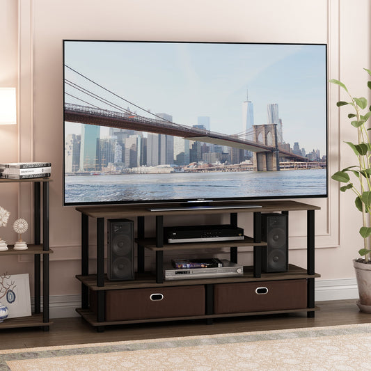 Furinno 15118 JAYA TV Stand Up To 50-Inch, French Oak Grey/Black