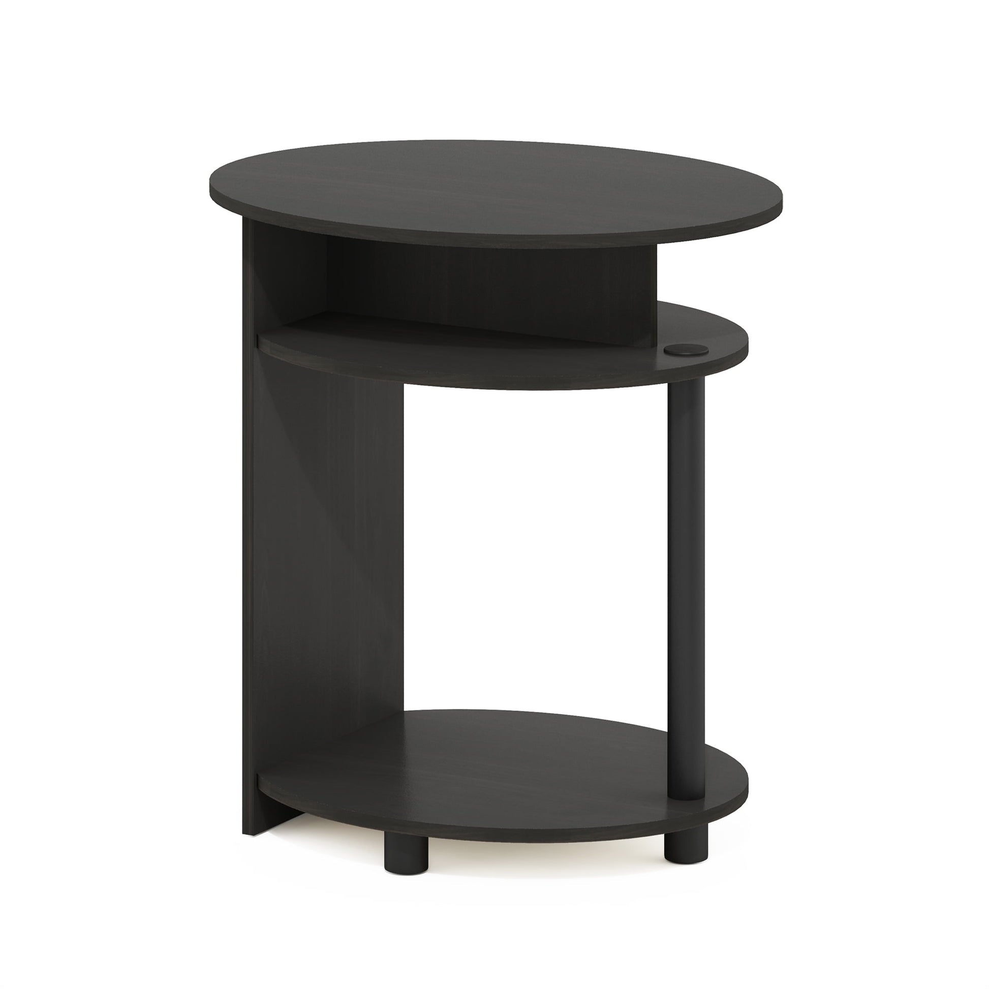 Furinno JAYA Modern Simple Design Oval End Table, Side Table, Black Walnut