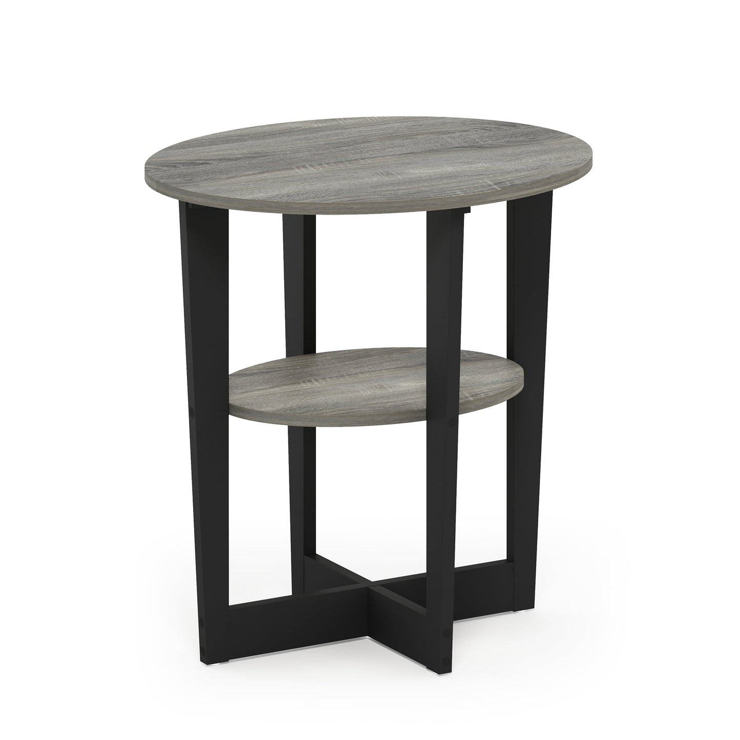 Furinno JAYA Contemporary Engineered Wood Oval End Table - Columbia Walnut/Black