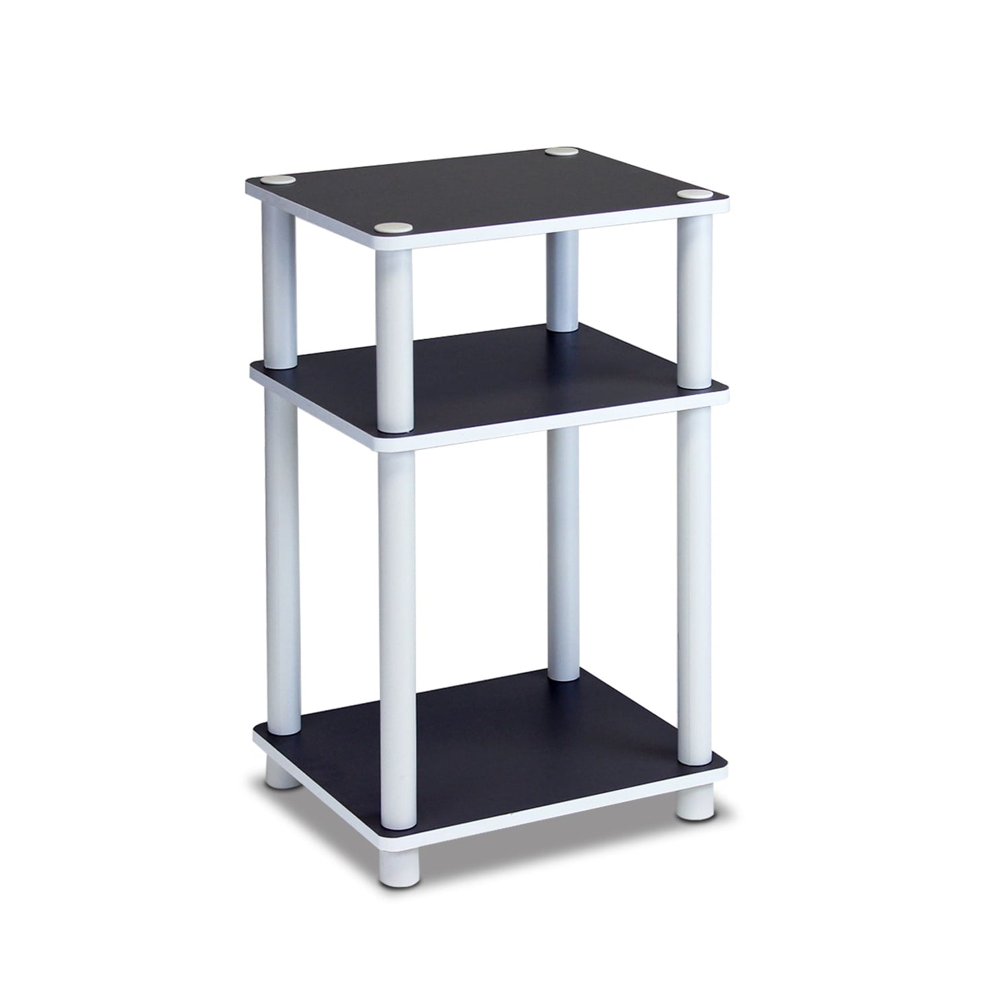 Furinno Just 3-Tier Turn-N-Tube End Table, 1-Pack, French Oak/Black