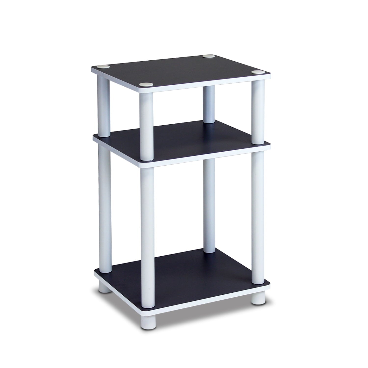 Furinno Just 3-Tier Turn-N-Tube End Table, 1-Pack, French Oak/Black