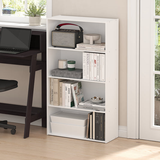 Furinno PASIR Book Shelf, 4-Tier Bookshelf, Bookcase with Open Shelf, 9.4 x 23.6 x 41.7, for Living Room, Bedroom, Home Office, Plain White