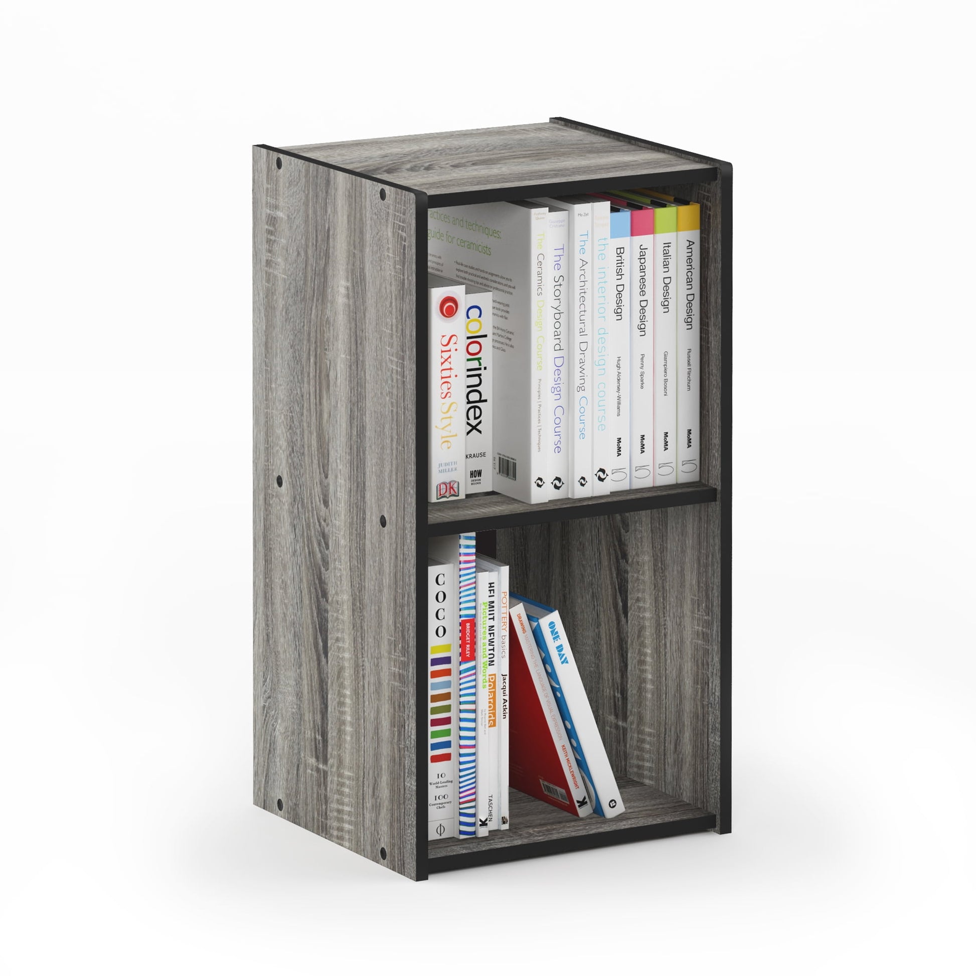 Furinno PELLI CUBIC Storage Cabinet in 2x1 in French Oak/Black