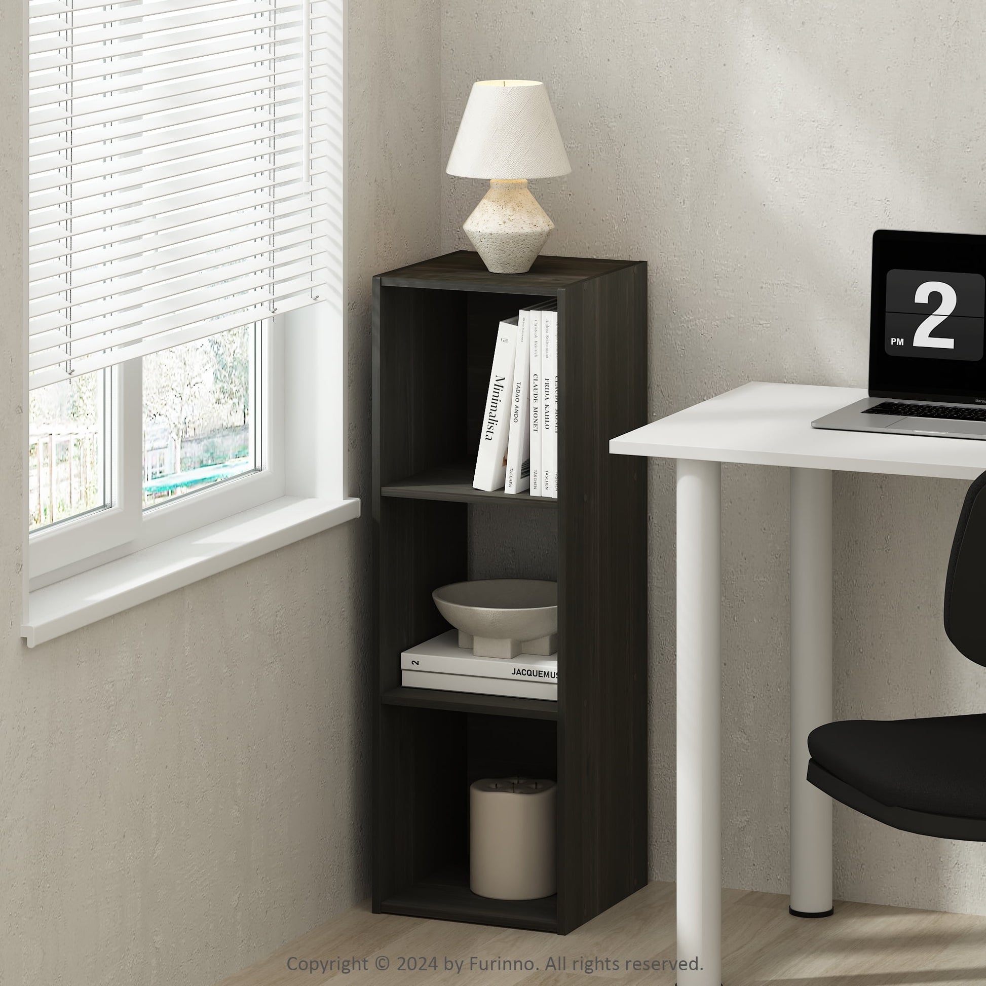 Furinno PELLI CUBIC Storage Cabinet in Bookcase in Bookshelf in 3-Cube Espresso