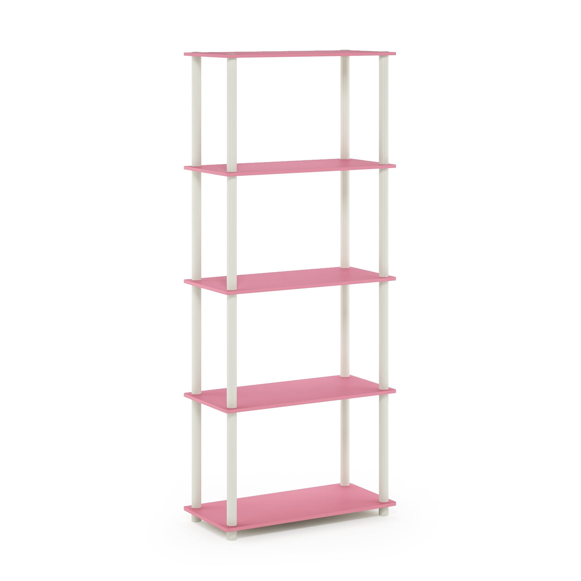 Furinno Rata 5-Tier Industrial Multipurpose Flat Base Bookshelf, Bookcase with Metal Frame, Wide, Columbia Walnut