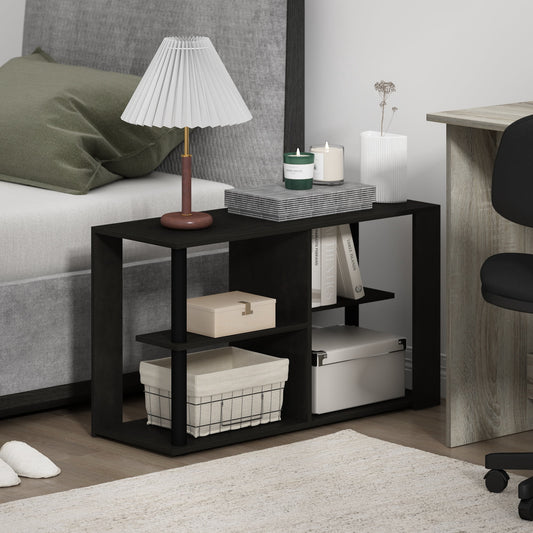 Furinno Romain Narrow Coffee Table with Shelves, Espresso/Black