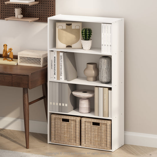 Furinno Simple Open Shelf, Bookcases, 4-Tier, White