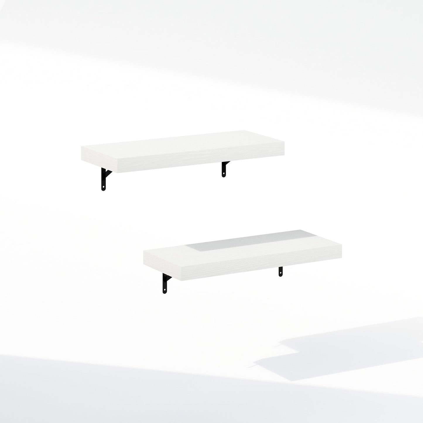 Furinno Tanna 22-Inch Wall Mounted Bathroom Floating Display Shelves, White Texture, Set of 2