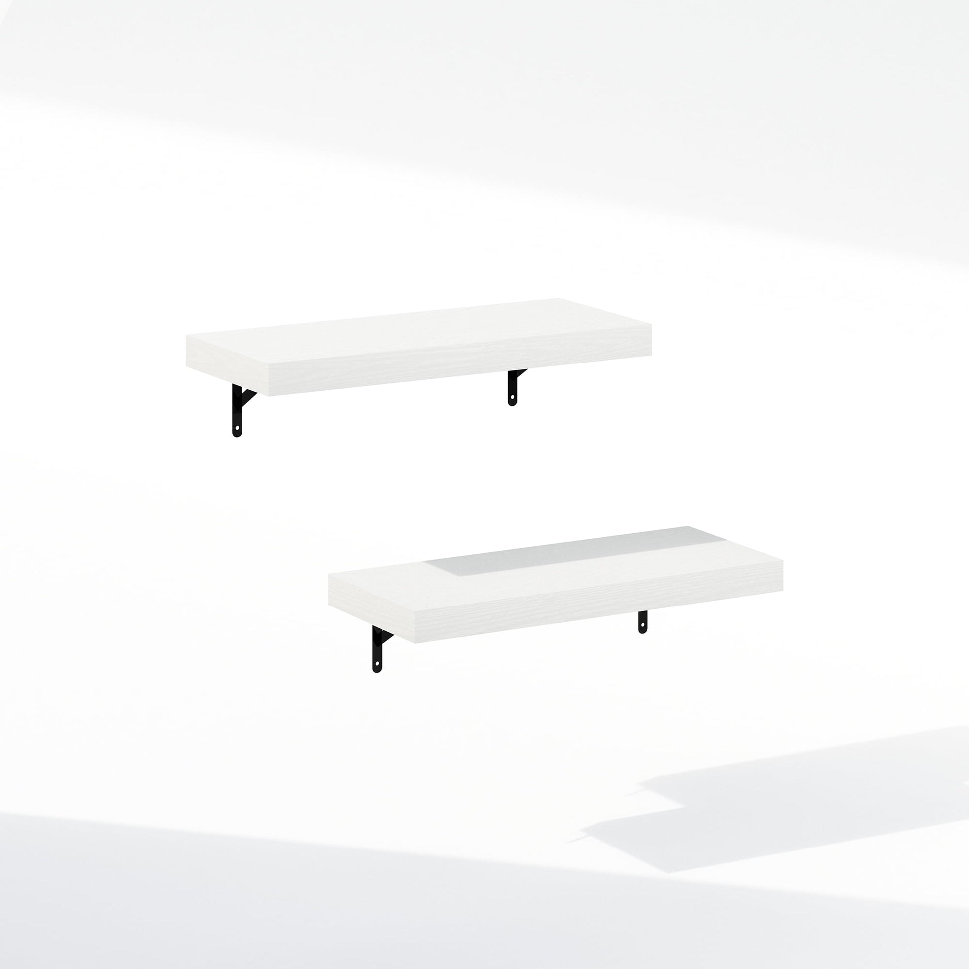 Furinno Tanna 22-Inch Wall Mounted Bathroom Floating Display Shelves, White Texture, Set of 2