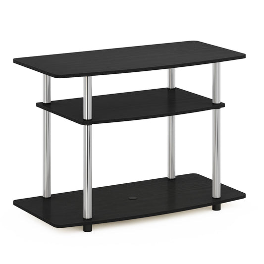 Furinno TURN-N-TUBE No Tools 3-Tier TV Stands in Americano Stainless Steel Tubes