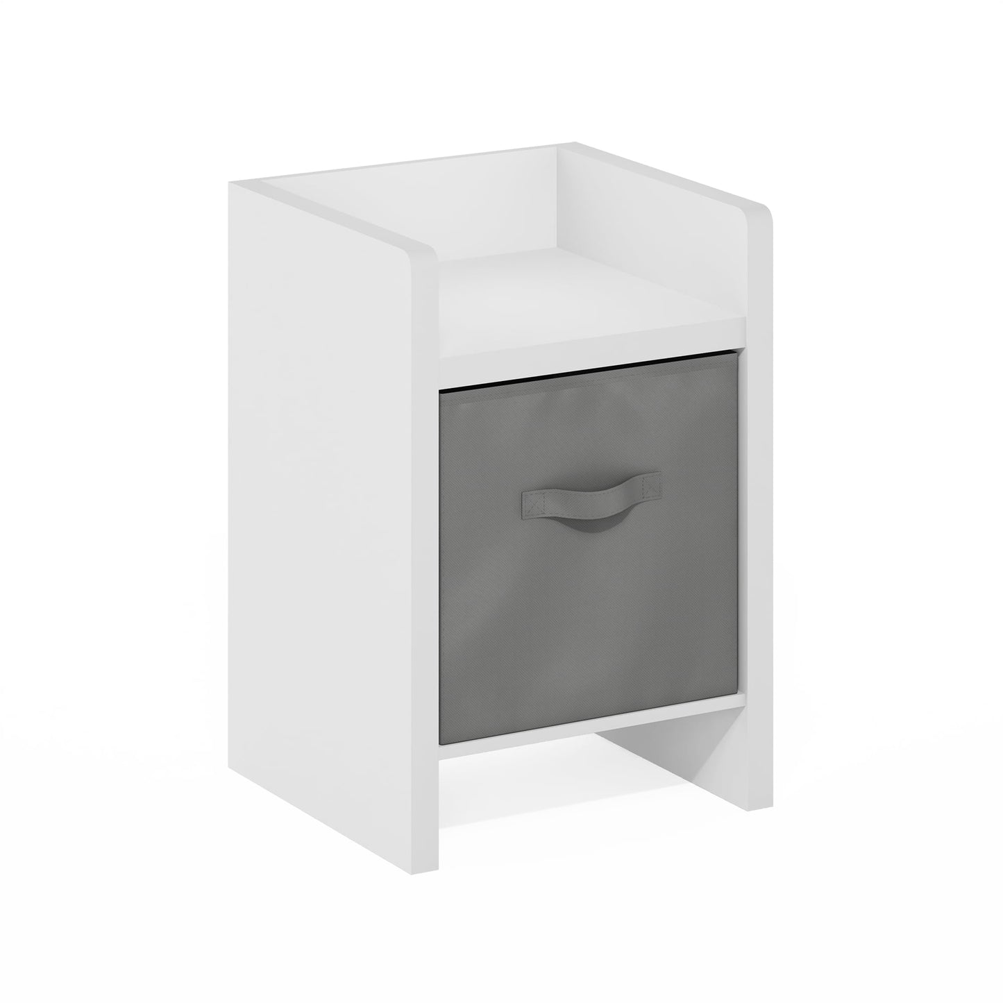 Furinno Viola End Table in Side Table with Storage Bins in White