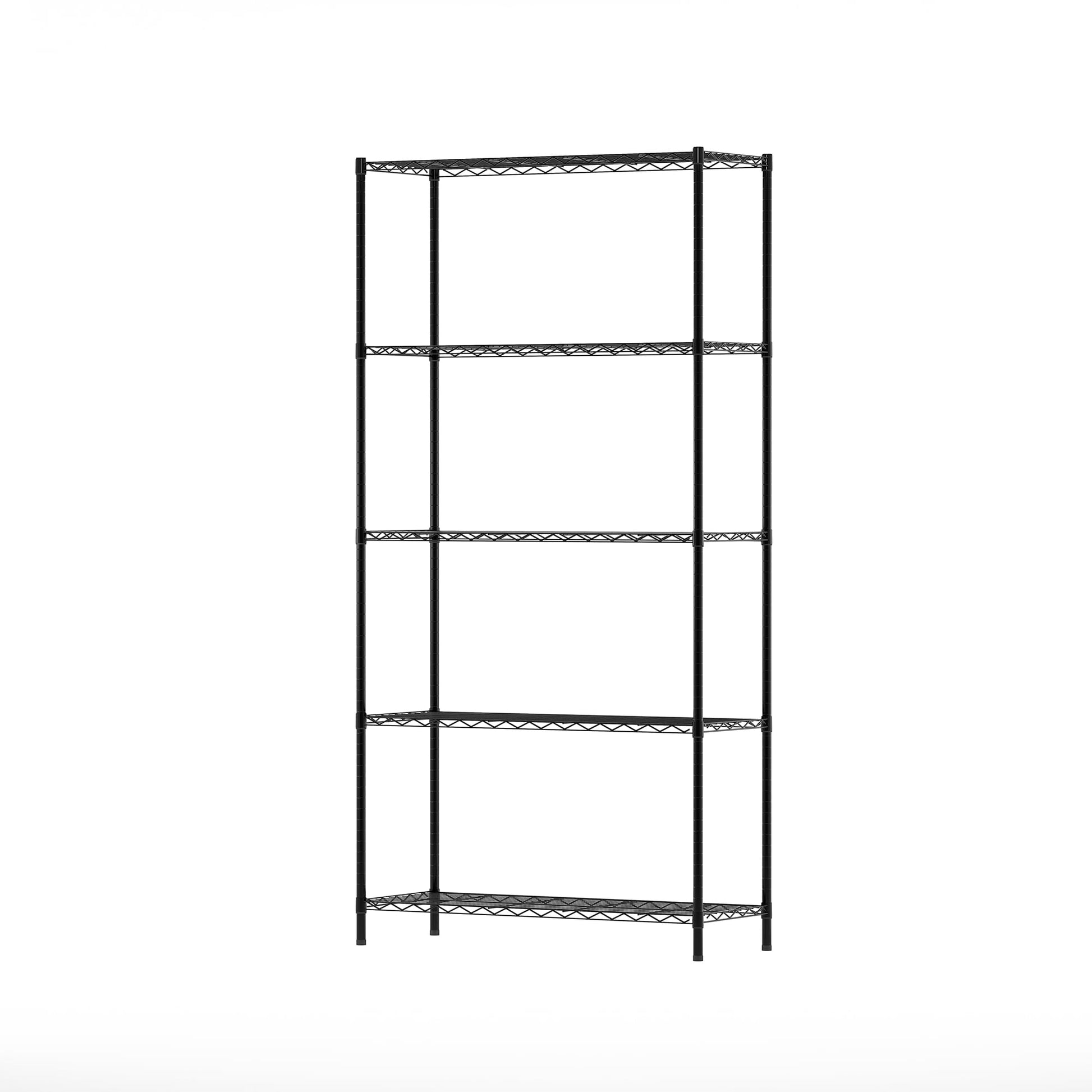 Furinno WAYAR 5-Tier Metal Storage Shelf Rack, 36 x 14 x 72, Black
