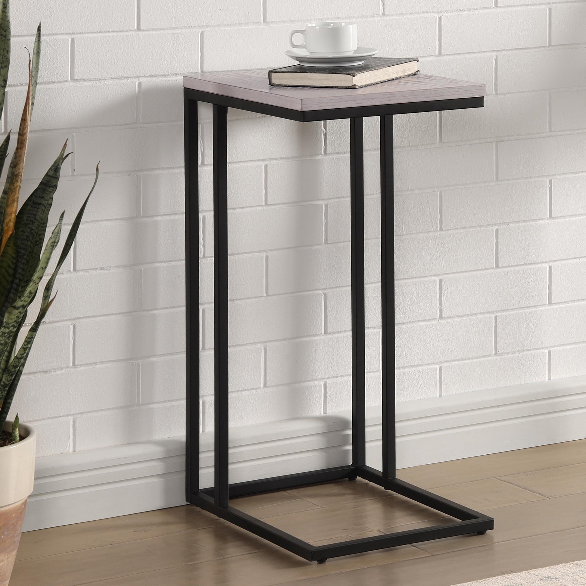 Furniture of America Berty C-Shaped Side Table, Antique White