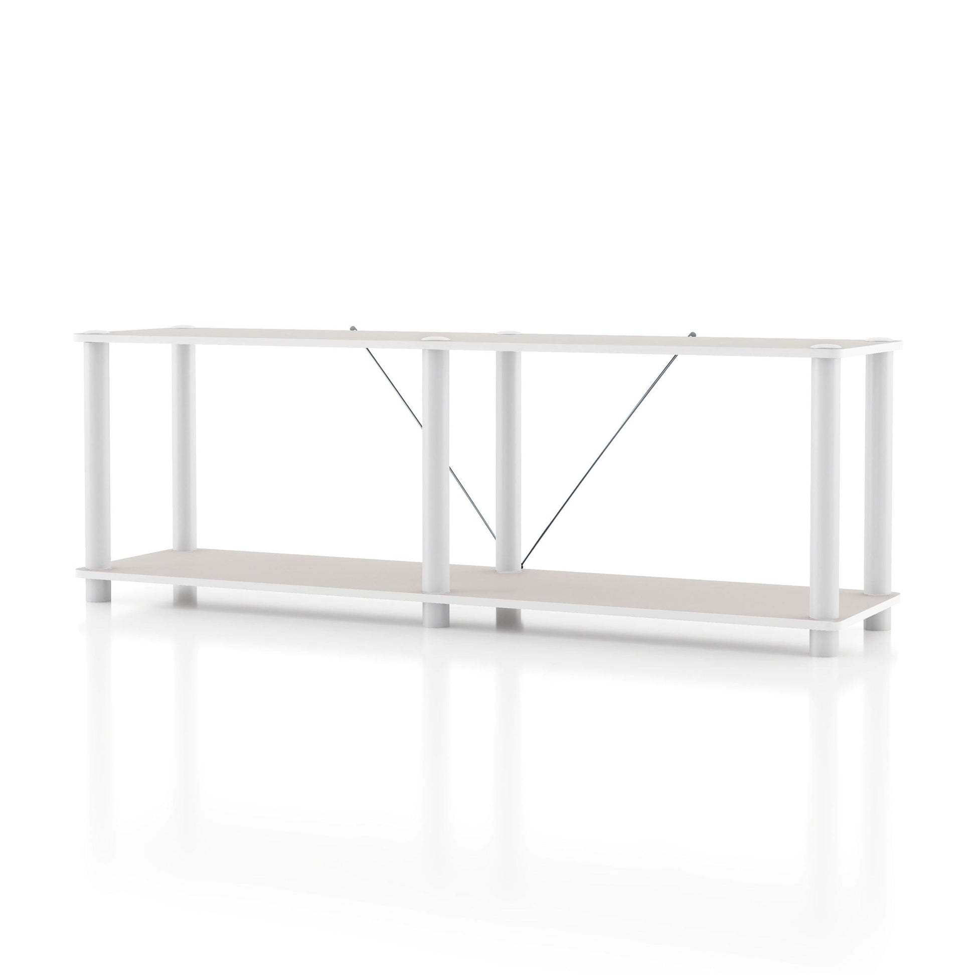 Furniture of America Brooks Adult Open Display Shelf Bookcase, 2-Tier 47-inch TV Stand, Greige