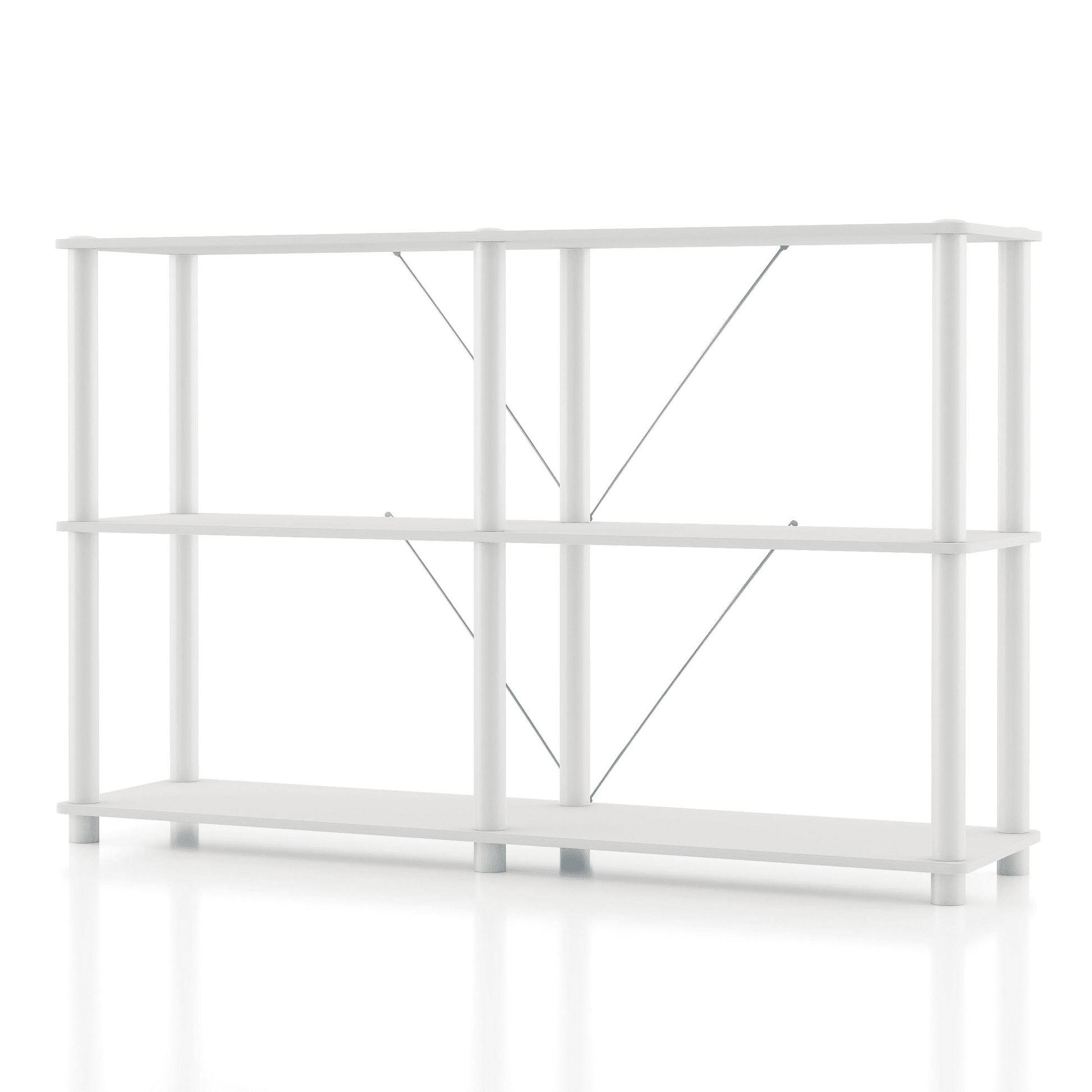 Furniture of America Brooks Adult Open Display Shelf Bookcase, 3-Tier 47-inch Sofa Table, White