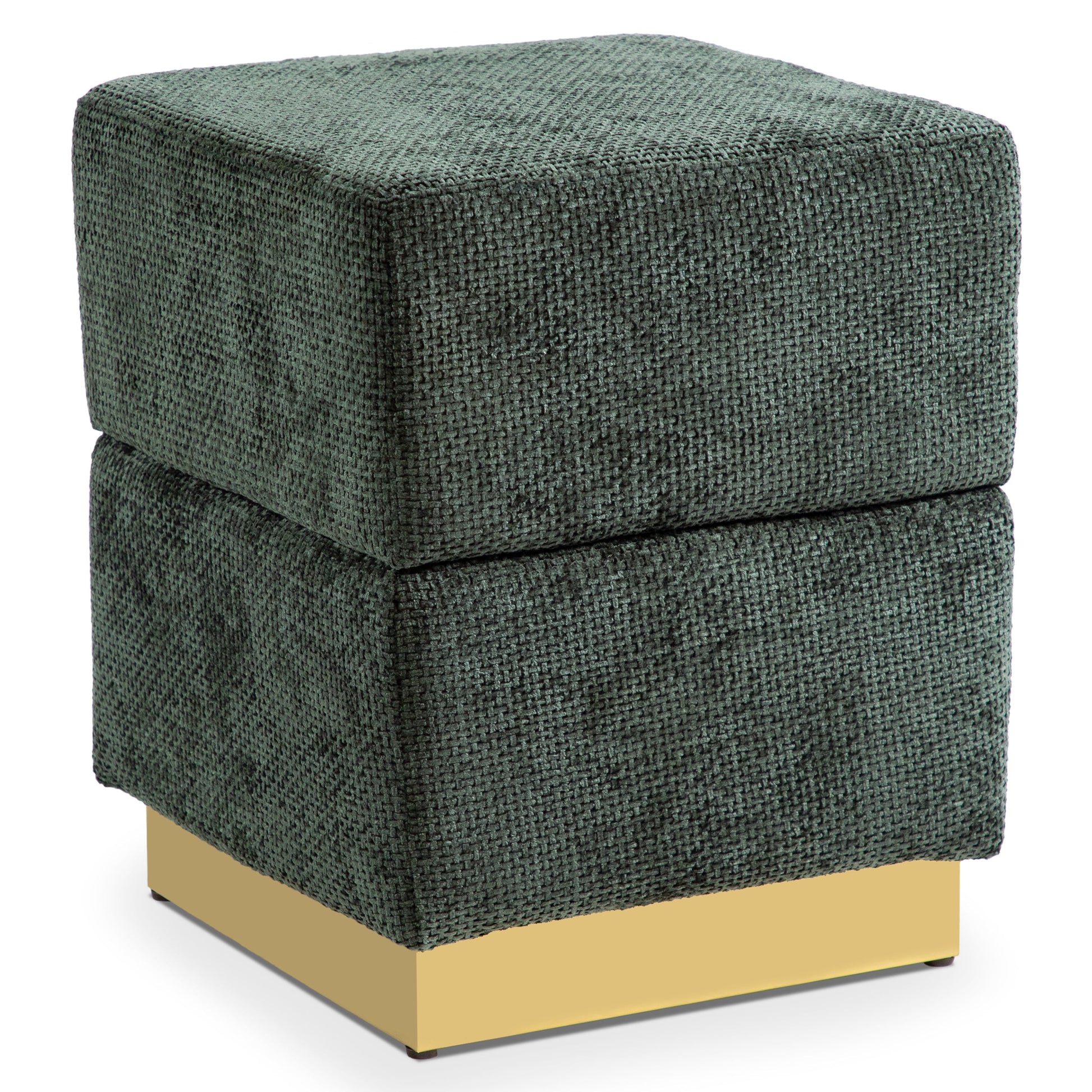 Furniture of America Vena Modern 15" Chenille Fabric Square Storage Stool, Green