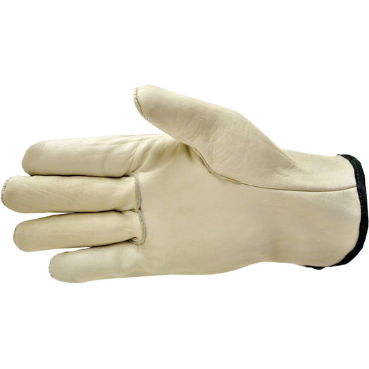 G & F Premium Genuine Grain Cowhide Leather Work Gloves, 3 Pairs, Size Large